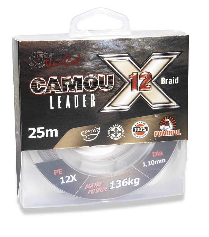Uni Cat šňůra na návazce Camou X-12 Leader 12X, 1,1 mm, 136 kg, 25 m