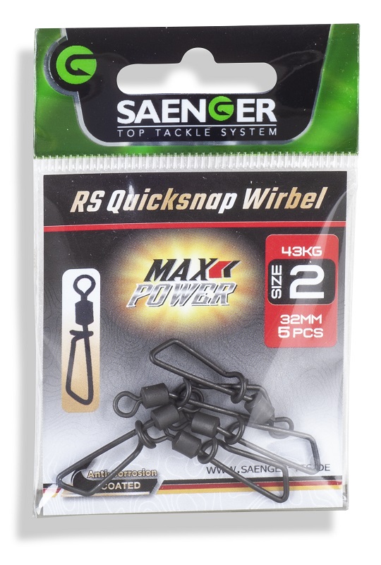 Saenger navlékací karabinka s obratlíkem RS Quicksnap Wirbel 4 27mm, 6ks/bal