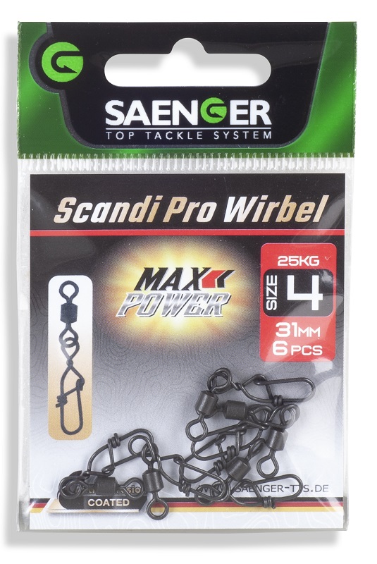 Saenger Karabinka s obratlíkem Scandi Pro Wirbel 6 28mm, 7ks/bal