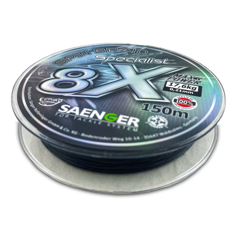 Saenger šňůra 8 X Specialist Spin Braid 150 m 0,14 mm černá
