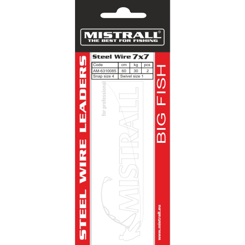 Mistrall ocelové lanko 7x7 30kg 80cm 2ks