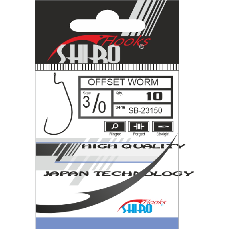 Mistrall offsetový háček Wide worm s očkem 6 black nickel 10ks