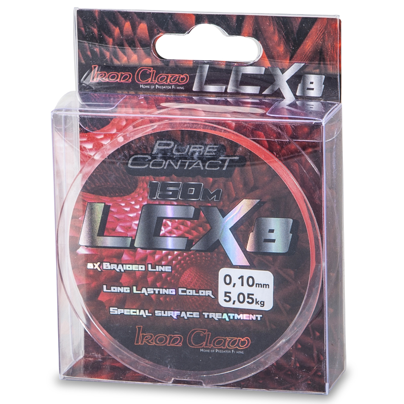 Iron Claw šňůra LCX8 150m 0,15mm červená 