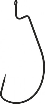 Mistrall offsetový háček Wide worm s očkem, velikost 1, black nickel, 10 ks/bal