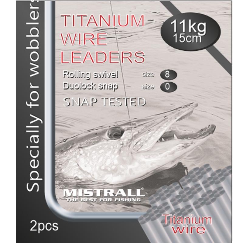 Mistrall titanové lanko pro lov dravců 11kg 15cm 2ks