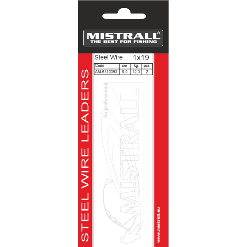 Mistrall ocelové lanko s trojháčkem 1x19 8kg hnědé 6,5cm 2ks