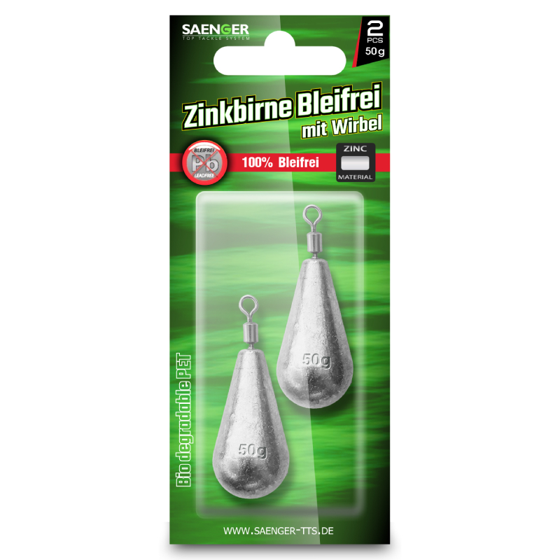 Saenger závaží zinkové bez olova kapka s obratlíkem 50g 2ks