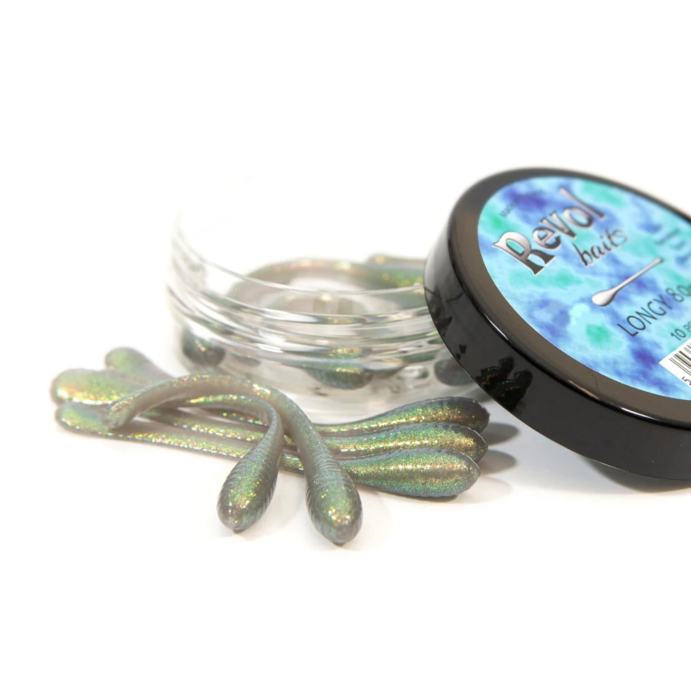 Revol Baits nástraha Longi 80mm příchuť krevetka, barva šedý chameleon 10ks