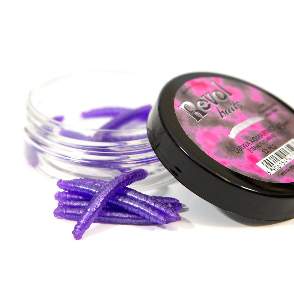 Revol Baits nástraha Crane Fly larva 45mm příchuť krevetka, barva fialová perleť 12ks