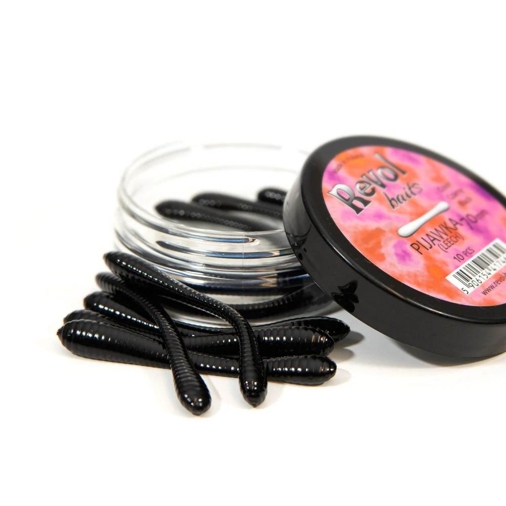 Revol Baits nástraha Leech 70mm příchuť revetka, barva černá 10ks