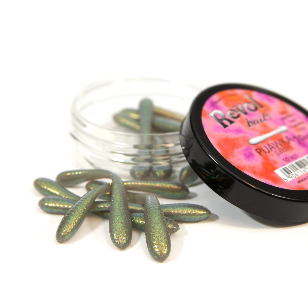 Revol Baits nástraha Leech 70mm příchuť sýr-česnek, barva šedý chameleon 10ks