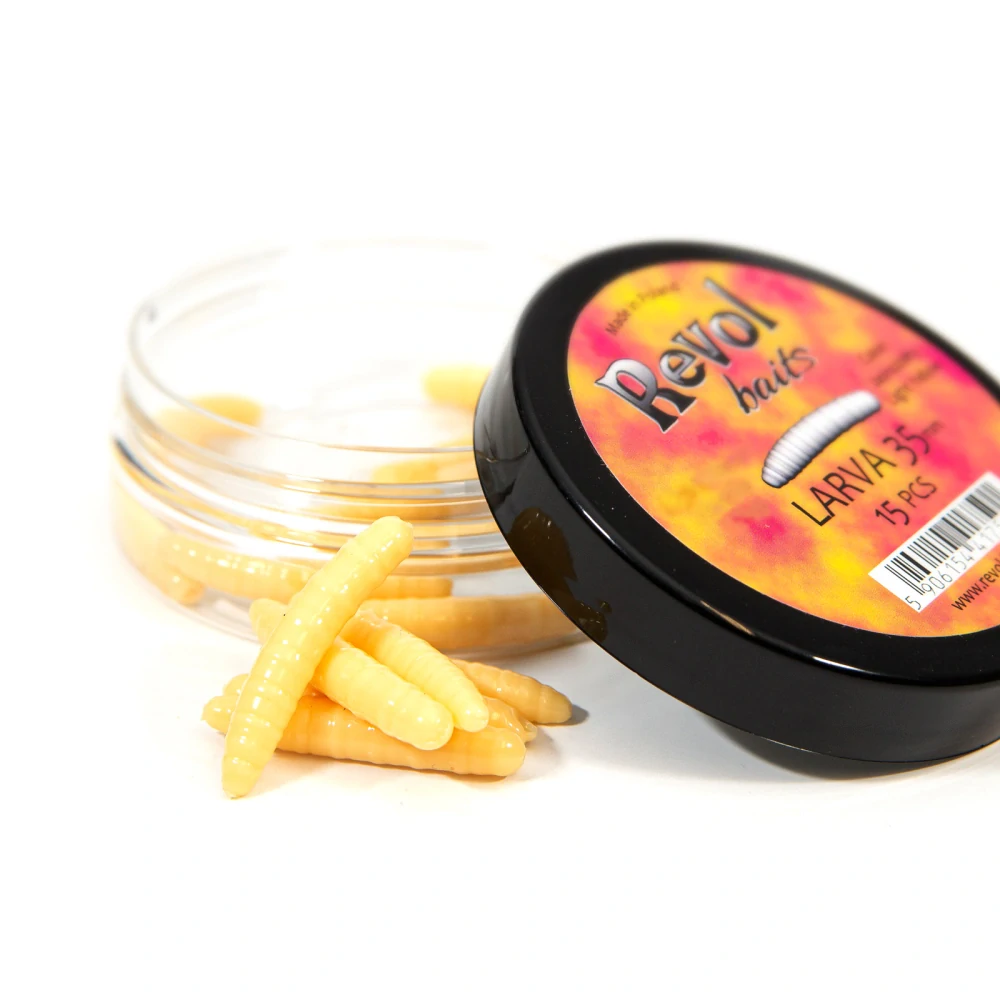 Revol Baits nástraha Larva 35mm příchuť krevetka, barva světle žlutá 15ks