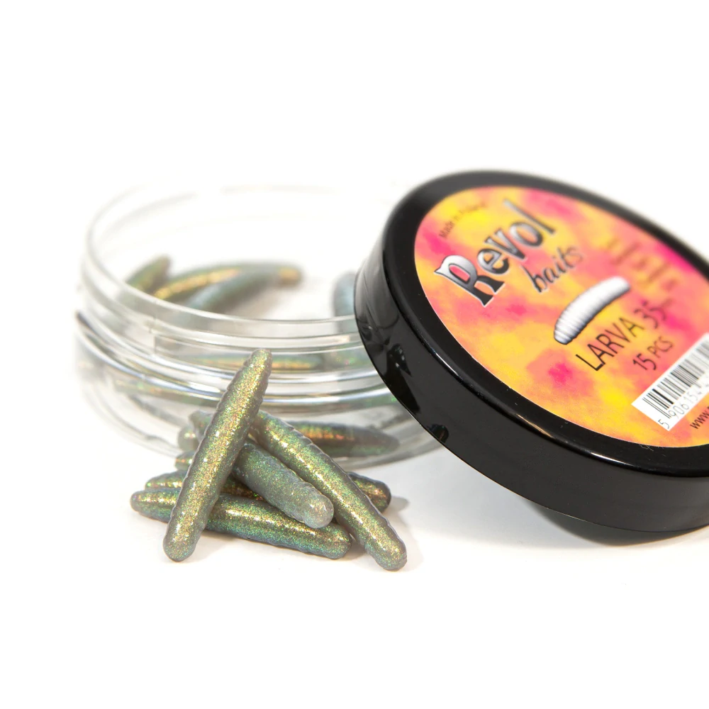 Revol Baits nástraha Larva 35mm příchuť krevetka, barva šedý chameleon 15ks