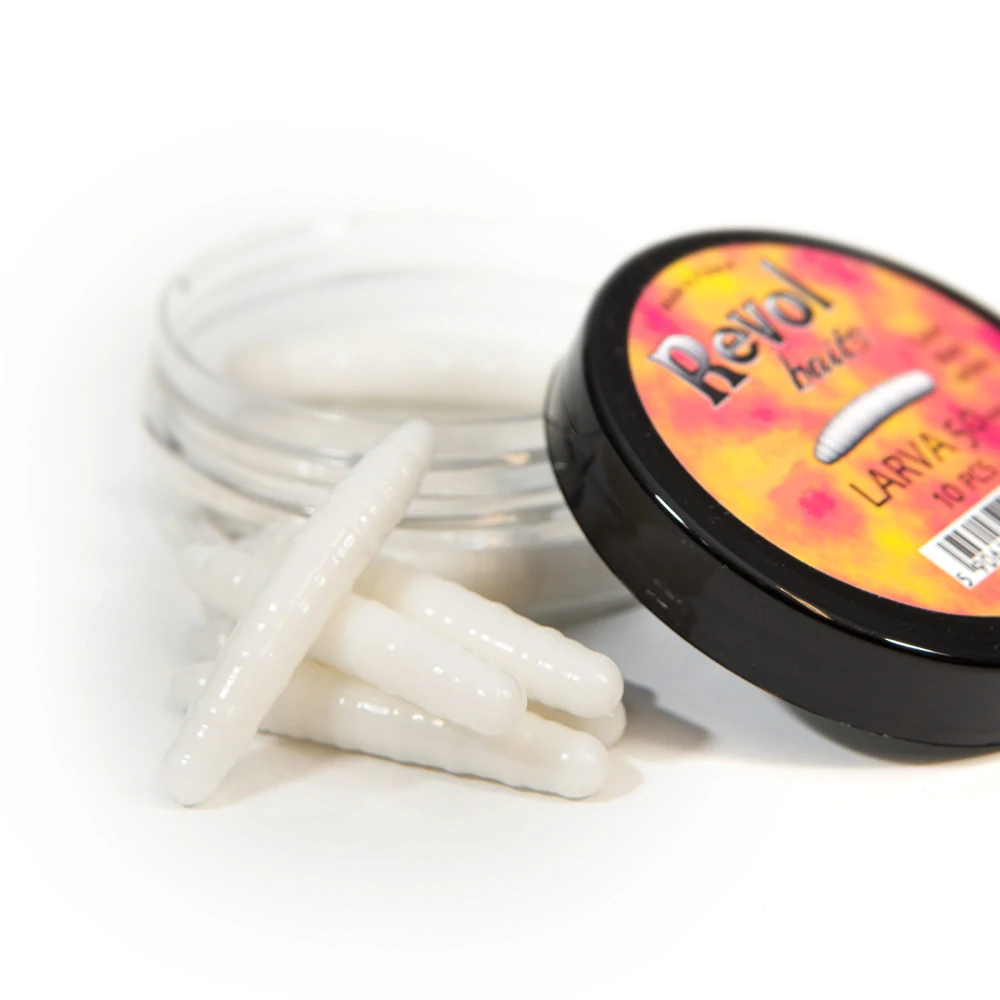 Revol Baits nástraha Larva 50mm příchuť krevetka, barva bílá 10ks