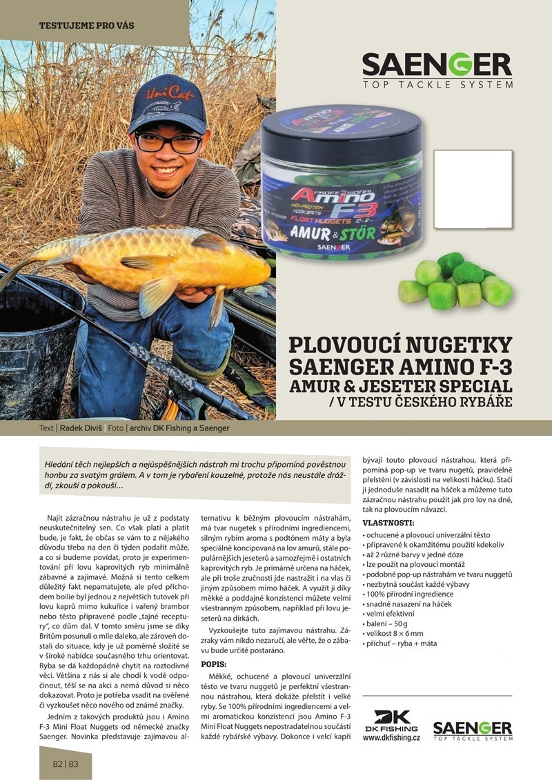 Saenger plovoucí nuggetky Amino F-3 8x6mm Pomeranč 50g