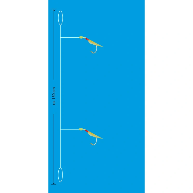 Aquantic návazec Real Skin Leader Rig 2 háčky velikost 4 délka 150cm chartreuse