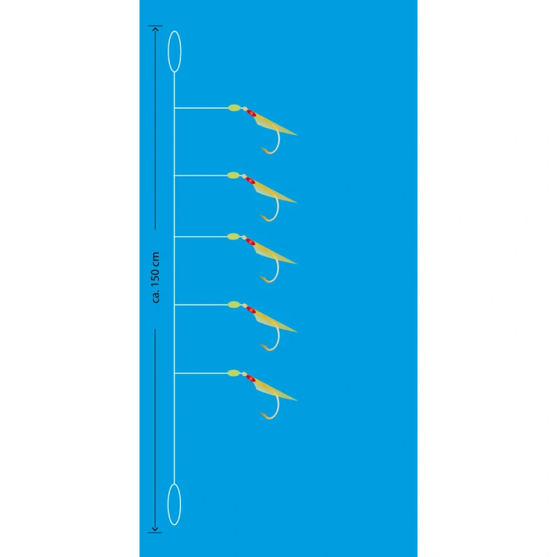 Aquantic návazec Real Skin Leader Rig 5 háčků velikost 6 délka 150cm chartreuse
