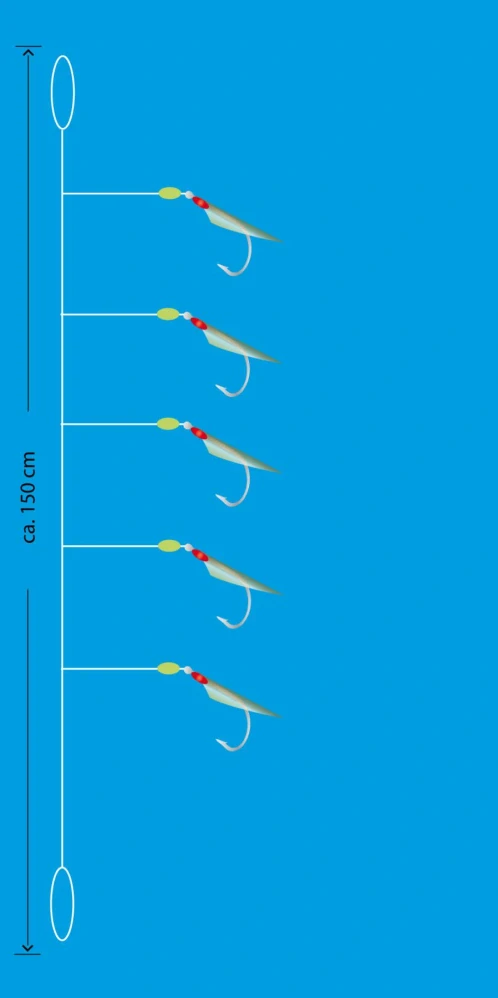 Aquantic návazec Real Skin Leader Rig 5 háčků velikost 10 délka 150cm natural