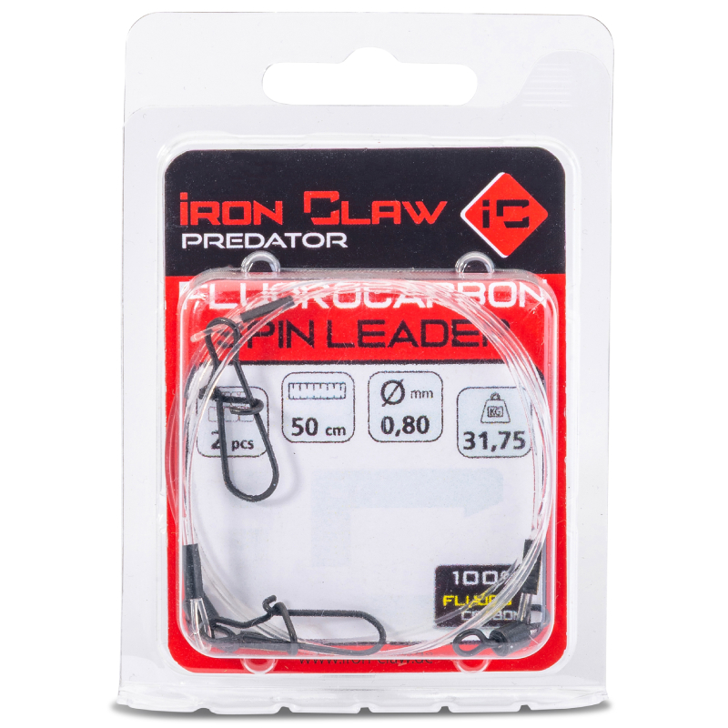 Iron Claw návazec Fluorocarbon Spin Leader 14,15kg 50cm 2ks
