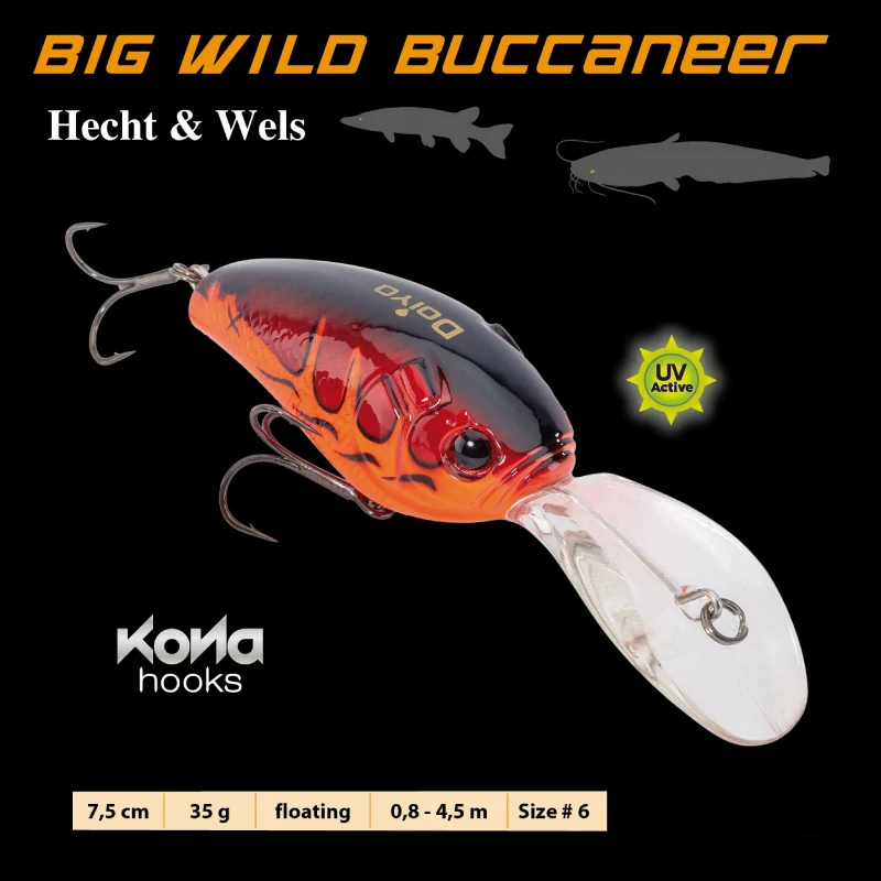 Doiyo wobler Big Wild Buccaneer Hecht & Wels 7,5cm 35g RB