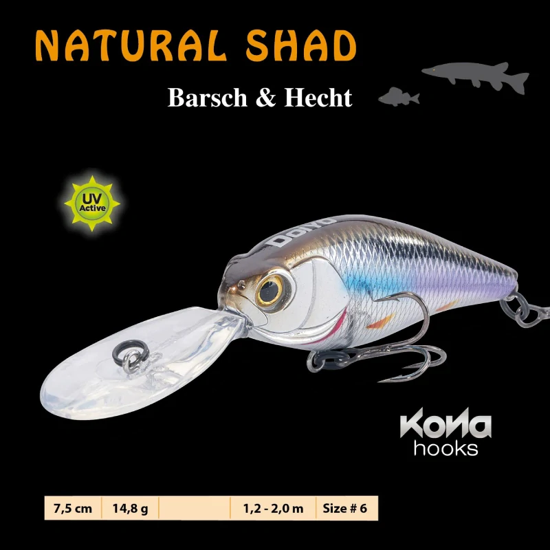 Doiyo wobler Natural Shad Barsch & Hecht 7,5cm 14,8g MR
