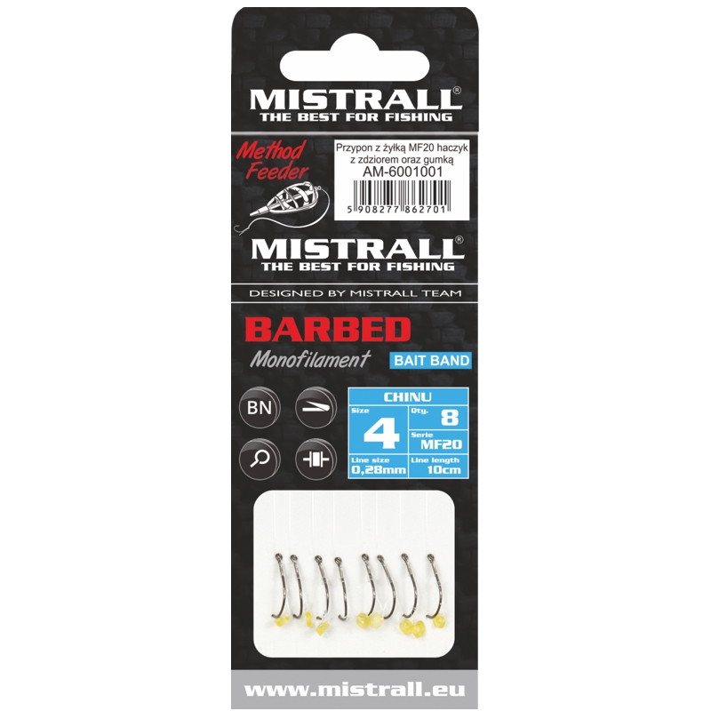 Mistrall feederový návazec Chinu MF20 Bait Band 10cm velikost 8, 8ks
