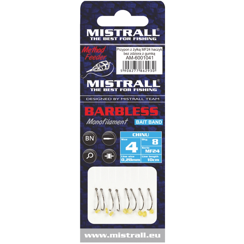 Mistrall feederový návazec Chinu MF24 Bait Band 10cm velikost 6, 8ks