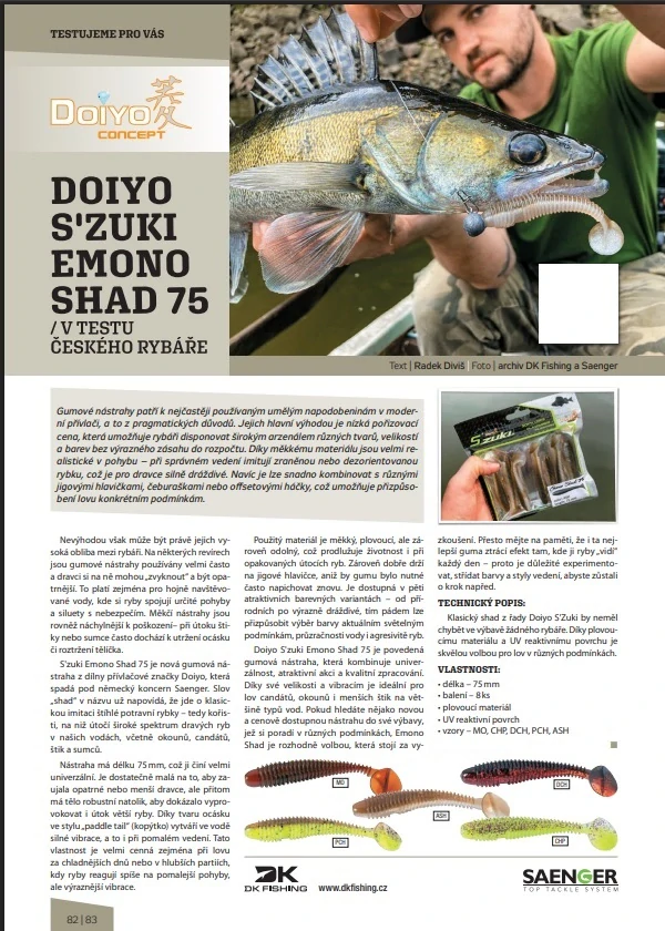 Doiyo nástraha Emono Shad 75 MO 75mm 8ks