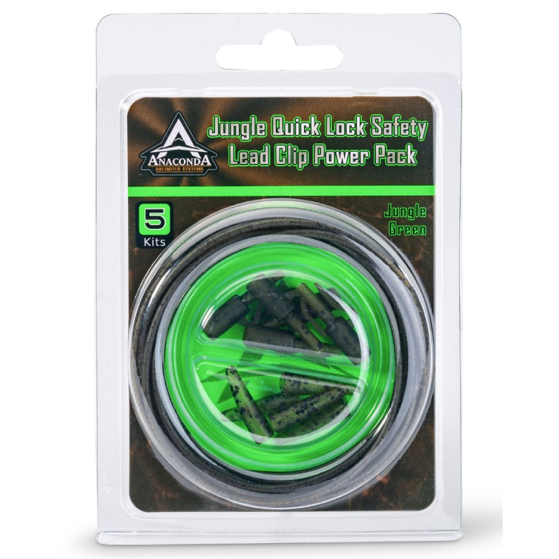Anaconda Jungle Quick Lock Safety Lead Clip Power Pack jungle zelená 5ks