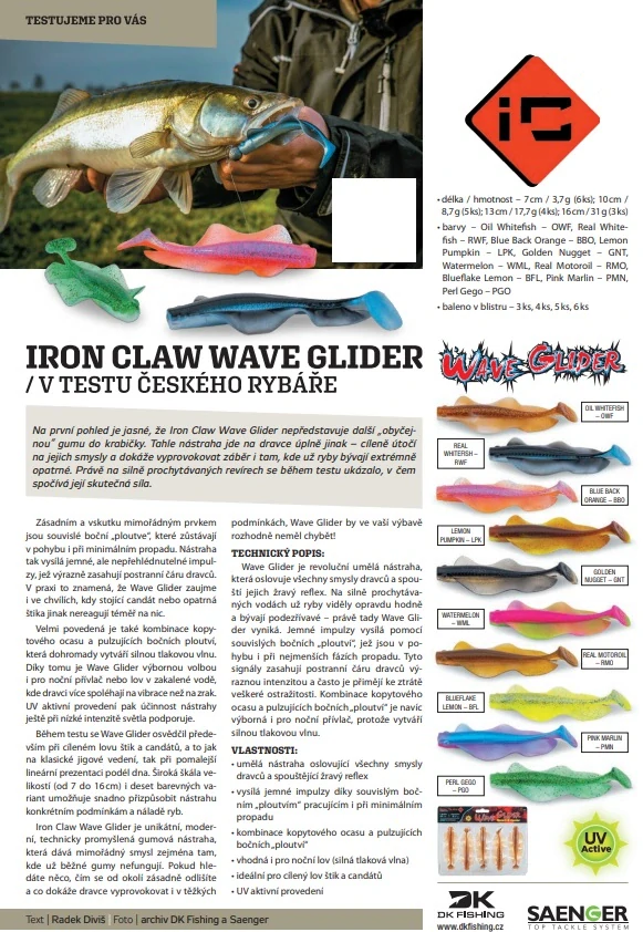 Iron Claw nástraha Wave Glider 13cm 17,7g RWF 4ks