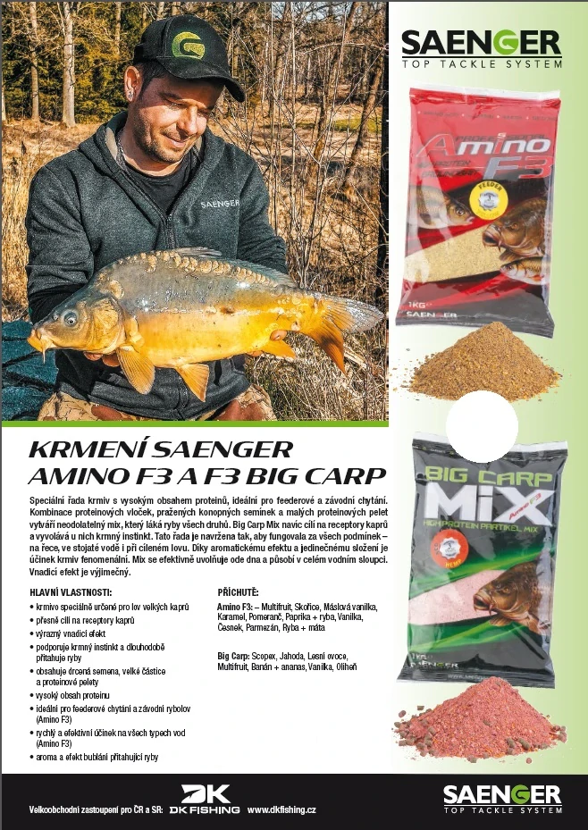 Saenger Amino F3 High Protein Groundbait Veggie Amur & Jeseter (Ryba s mätou) 1kg