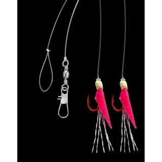 Aquantic návazec Real Skin Leader Rig 2 háčky velikost 4 délka 150cm pink