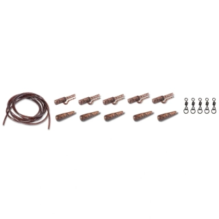 Anaconda sada klipů Safety Lead Clip 360° Flex Ring Swivel Kit Jungle hnědá 5 setů