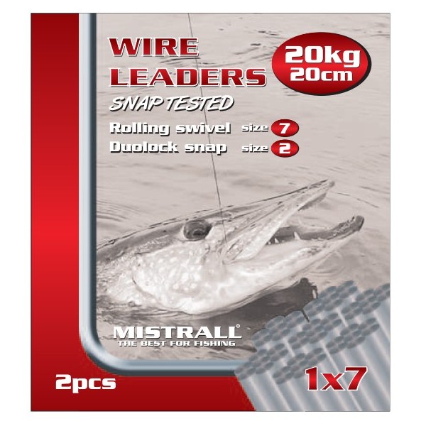 Mistrall ocelové lanko pro lov dravců 1 x 7 (20 kg) Velikost 35 cm, 2ks/bal