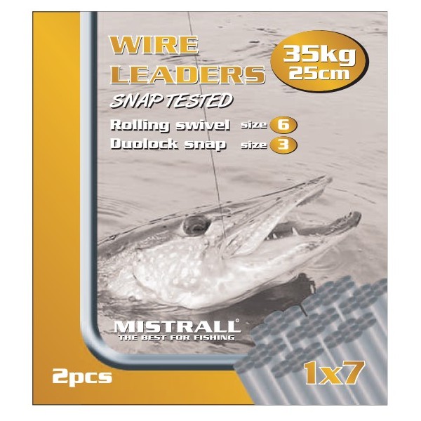 Mistrall ocelové lanko pro lov dravců 1 x 7 (25 kg) Velikost 35 cm, 2ks/bal